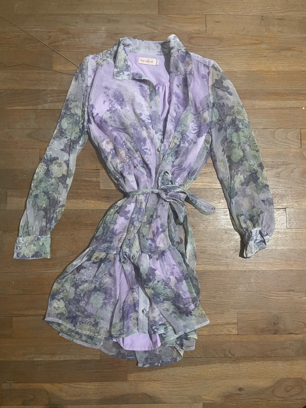 Ivy City Co purple Eleanor Dress with Sash tie waist